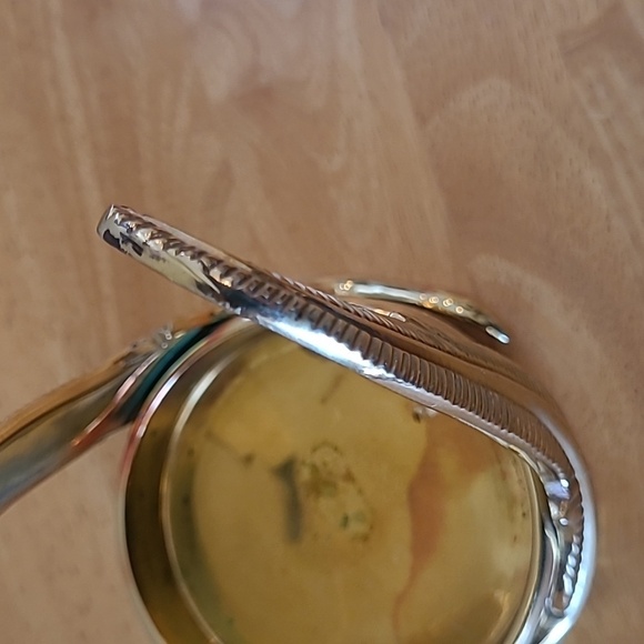 PARTYLITE Vintage 90s Brass Feather Pillar Candle Holder P0414 - Picture 12 of 16